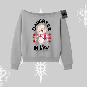 Kayık Yaka Sweatshirt Anime Girl Daughter In Law Baskılı