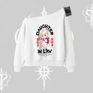 Kayık Yaka Sweatshirt Anime Girl Daughter In Law Baskılı