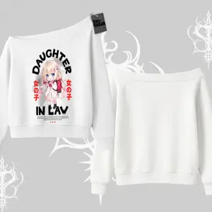 Kayık Yaka Sweatshirt Anime Girl Daughter In Law Baskılı