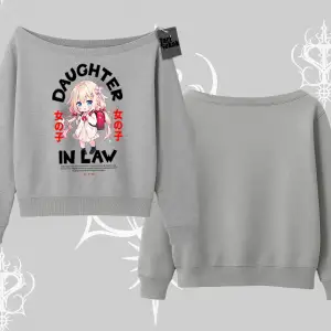 Kayık Yaka Sweatshirt Anime Girl Daughter In Law Baskılı