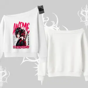 Kayık Yaka Sweatshirt Anime Girlfriend Kırmızı