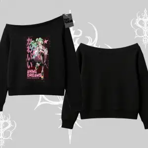 Kayık Yaka Sweatshirt Anime Kawaii Japon Kız Desenli