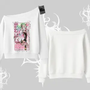 Kayık Yaka Sweatshirt Anime Kawaii Japon Kız Desenli