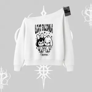 Kayık Yaka Sweatshirt Best Friends Forever Baskılı Sevimli Tasarım