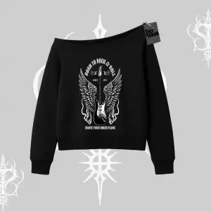 Kayık Yaka Sweatshirt Born to Rock Eternal Flame Legacy