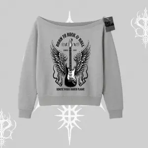 Kayık Yaka Sweatshirt Born to Rock Eternal Flame Legacy