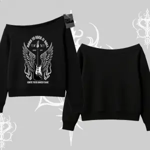 Kayık Yaka Sweatshirt Born to Rock Eternal Flame Legacy
