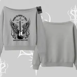 Kayık Yaka Sweatshirt Born to Rock Eternal Flame Legacy