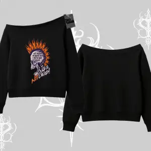 Kayık Yaka Sweatshirt Burning Skull Rebel Street Anthem