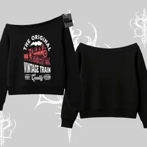 Kayık Yaka Sweatshirt Classic Railroad Vintage Train Street Aesthetic