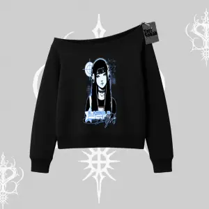 Kayık Yaka Sweatshirt Cyber Y2K Anime Girl Street Sound Aesthetic