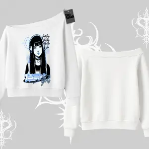 Kayık Yaka Sweatshirt Cyber Y2K Anime Girl Street Sound Aesthetic