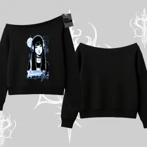 Kayık Yaka Sweatshirt Cyber Y2K Anime Girl Street Sound Aesthetic