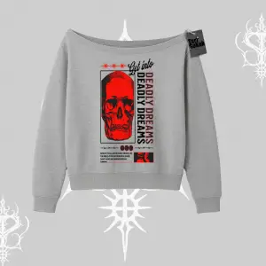 Kayık Yaka Sweatshirt Deadly Dreams Skull Redcore Street Manifest
