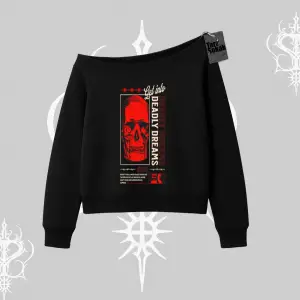 Kayık Yaka Sweatshirt Deadly Dreams Skull Redcore Street Manifest