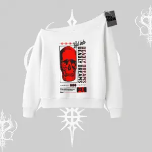 Kayık Yaka Sweatshirt Deadly Dreams Skull Redcore Street Manifest