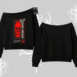 Kayık Yaka Sweatshirt Deadly Dreams Skull Redcore Street Manifest