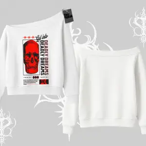 Kayık Yaka Sweatshirt Deadly Dreams Skull Redcore Street Manifest