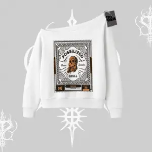 Kayık Yaka Sweatshirt Fossilized Skull Underground Archive