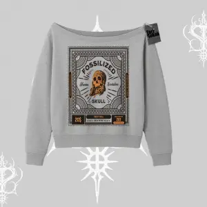 Kayık Yaka Sweatshirt Fossilized Skull Underground Archive