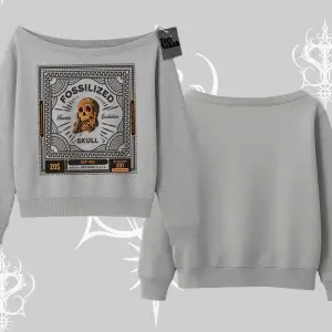 Kayık Yaka Sweatshirt Fossilized Skull Underground Archive