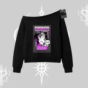 Kayık Yaka Sweatshirt Games Schoolgirl Anime Baskılı