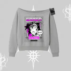 Kayık Yaka Sweatshirt Games Schoolgirl Anime Baskılı