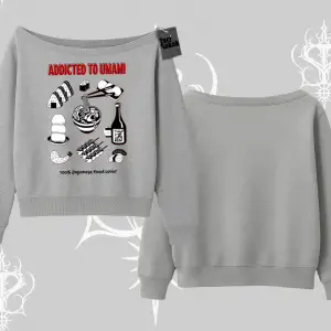 Kayık Yaka Sweatshirt Japon Mutfağı Umami Temalı Baskılı
