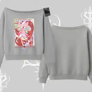 Kayık Yaka Sweatshirt Madness Unleashed Anime Girl Baskılı