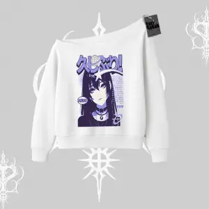 Kayık Yaka Sweatshirt Neo Tokyo Girl Y2K Street Anime Aesthetic