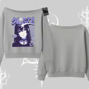 Kayık Yaka Sweatshirt Neo Tokyo Girl Y2K Street Anime Aesthetic