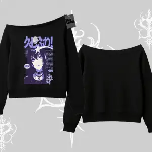 Kayık Yaka Sweatshirt Neo Tokyo Girl Y2K Street Anime Aesthetic