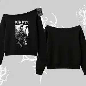 Kayık Yaka Sweatshirt Punk Rock Chaos Skeleton Riot