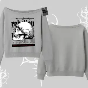 Kayık Yaka Sweatshirt Rebellion Skull Underground Street Legacy