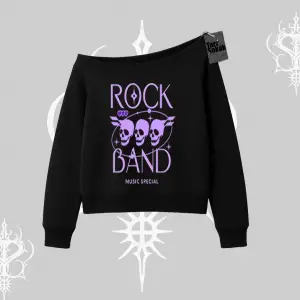 Kayık Yaka Sweatshirt Rock Band Street Noise Culture