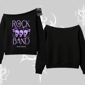 Kayık Yaka Sweatshirt Rock Band Street Noise Culture