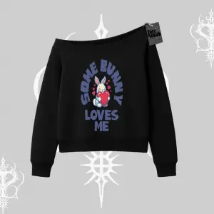 Kayık Yaka Sweatshirt Sevimli Tavşan Some Bunny Loves Me Baskılı