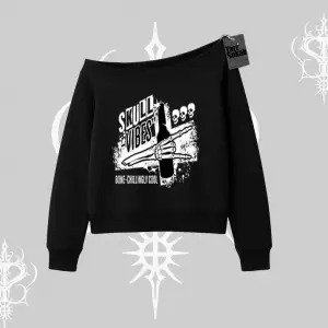 Kayık Yaka Sweatshirt Skull Impact Bone Chilling Street Icon