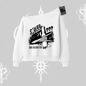 Kayık Yaka Sweatshirt Skull Impact Bone Chilling Street Icon