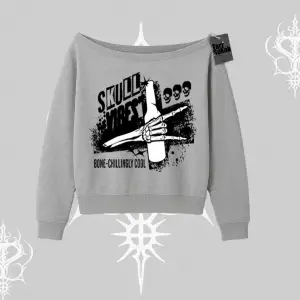 Kayık Yaka Sweatshirt Skull Impact Bone Chilling Street Icon