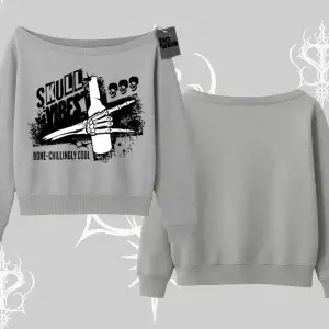 Kayık Yaka Sweatshirt Skull Impact Bone Chilling Street Icon