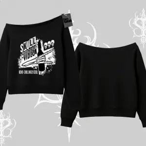 Kayık Yaka Sweatshirt Skull Impact Bone Chilling Street Icon