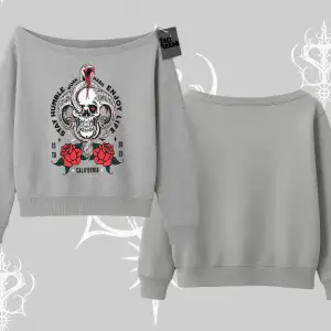 Kayık Yaka Sweatshirt Stay Humble Work Hard Enjoy Life