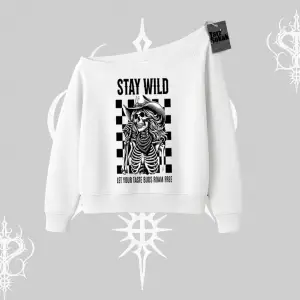 Kayık Yaka Sweatshirt Stay Wild Rock Spirit Urban Riot