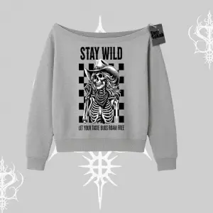 Kayık Yaka Sweatshirt Stay Wild Rock Spirit Urban Riot