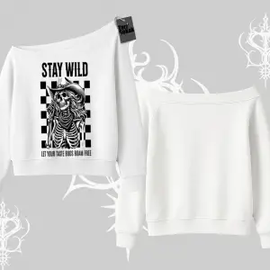 Kayık Yaka Sweatshirt Stay Wild Rock Spirit Urban Riot