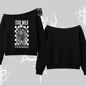 Kayık Yaka Sweatshirt Stay Wild Rock Spirit Urban Riot