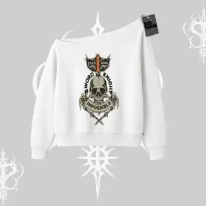 Kayık Yaka Sweatshirt Sword Knight Skull Impossible Street Creed