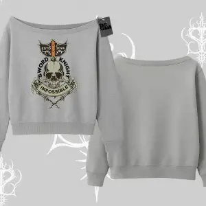 Kayık Yaka Sweatshirt Sword Knight Skull Impossible Street Creed
