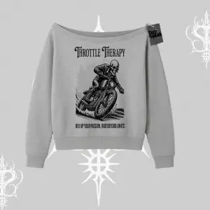 Kayık Yaka Sweatshirt Throttle Therapy No Brakes Just Freedom